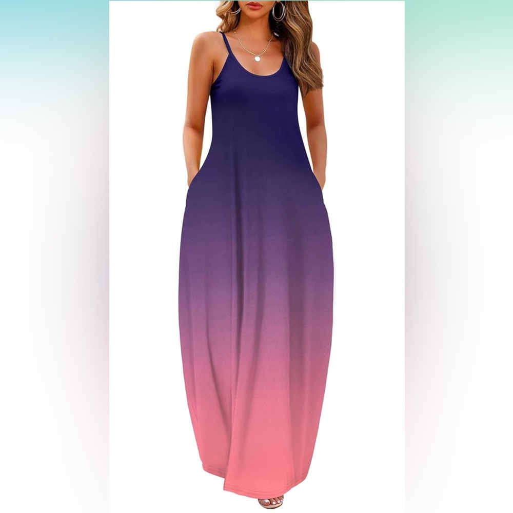2026 Casual‎ Sleeveless Sundress Loose Long Summer Beach Maxi Dress L